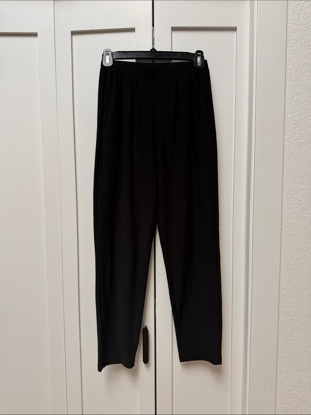 Leith Black Ankle-Length Elastic-Waist Pants